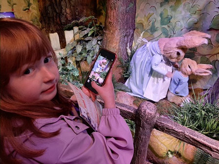 Layla and peter rabbit taking pix -oaklea -webize